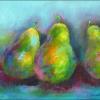 "Pears x 3",  20"x24", Acrylic on canvas in gold float frame. $685